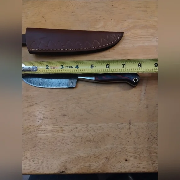 New Men's Handmade Damascus Steel Knife w/ Sheath | Hunting Camping Fixed Blade - Picture 8 of 11